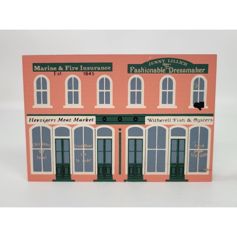 Cat's Meow Fish/Meat‎ Market House Wooden Collectible 1988 Signed